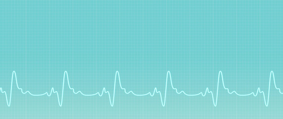 Medical web sites with copy space. Health care banner. Green background with ecg line. Illustration of the ecg waves activity. Health care banner