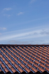 Red terracotta roof tiles over the clear blue sky during day time.