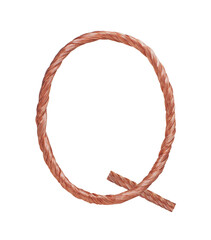 Letter Q made of copper wire  isolated on white background