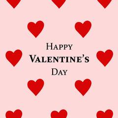 Valentine's day design. Greeting card for romantic design. Seamless pattern with red hearts on pink background. Vector illustration por poster, paper gift, card, letter.
