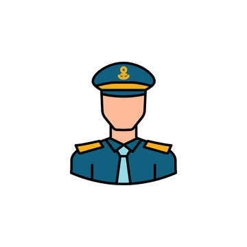 navy officer cartoon style portrait clip art preview