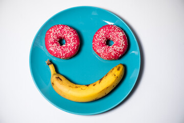 Pink donuts on the pastel plate