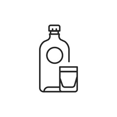 Moonshine bottle and glass color line icon. Alcoholic beverages.