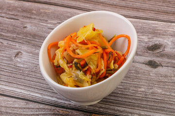 Spicy pickled cabbage with carrot