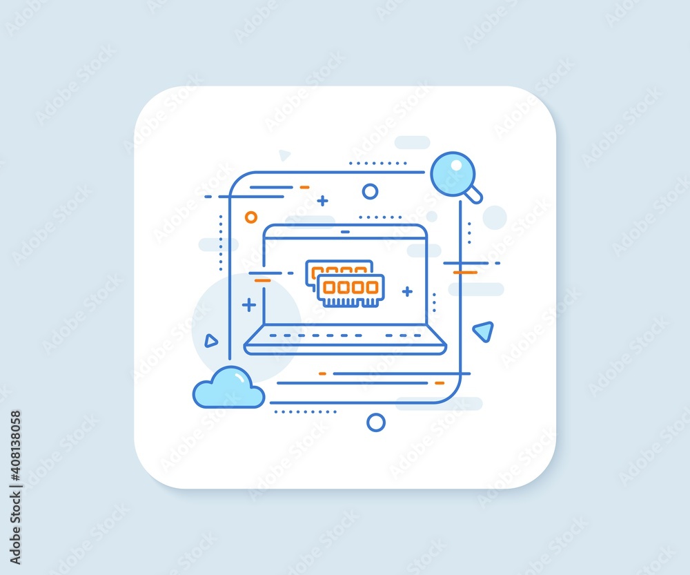 Poster ram line icon. abstract vector button. computer random-access memory component sign. ram line icon. 