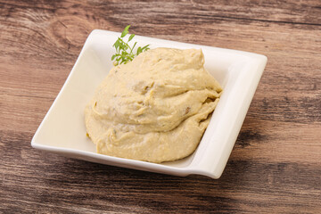 Vegan food - hummus with olive oil
