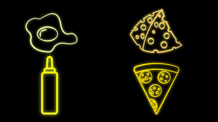 Big set of tasty food and drink related objects and icons. For use on poster, banner, card and pattern collages