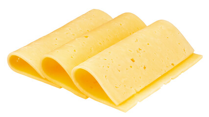 cheese slices, isolated on white background, clipping path, full depth of field