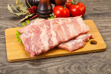 Raw pork ribs for cooking