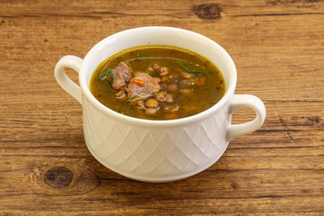 Lentil soup with chicken and vegetables