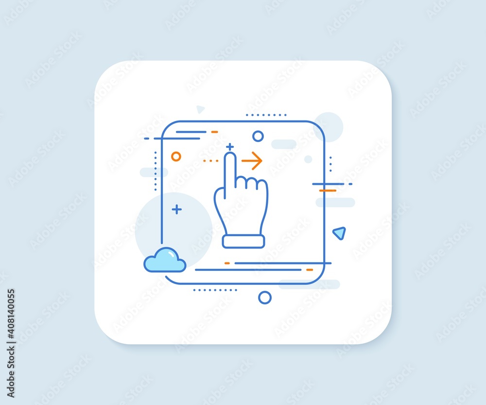 Poster touchscreen gesture line icon. abstract square vector button. slide right arrow sign. swipe action s