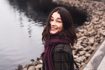 Happy smiling brunette woman