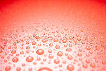 Water drops on a red background