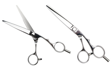 Professional barber Scissors. Hair cutting scissors on white isolated background. Hairdresser salon equipment concept, premium hairdressing shears. Accessories for haircut.