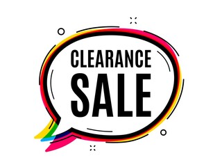 Clearance sale symbol. Speech bubble vector banner. Special offer price sign. Advertising discounts symbol. Thought or dialogue speech balloon shape. Clearance sale chat think bubble. Vector