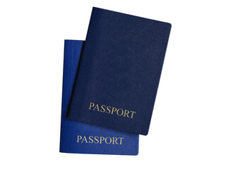 Isolate of the blue passport on a white background. Document template. A person's identity card.