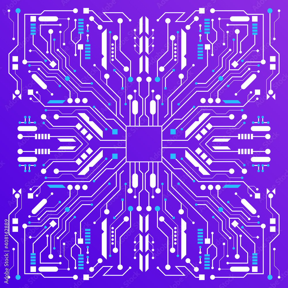 Aufkleber vector geometric frame with computer chip pattern