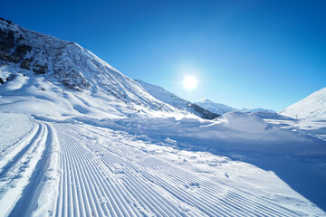 Cross-country skiiing in Andermatt, Switzerland