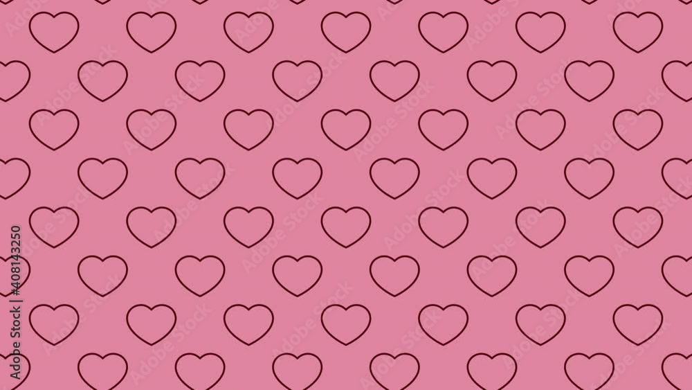 Aufkleber pink background with maroon thin line heart shapes pattern. seamless motion graphic loop animation h