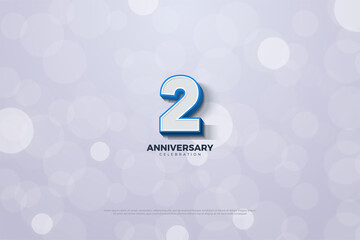 2nd Anniversary with 3d numbers and bold blue border.