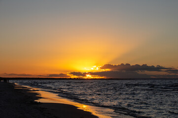 Fototapeta premium Beauty sunset view from beach in Jantar. Pomeriania, Poland