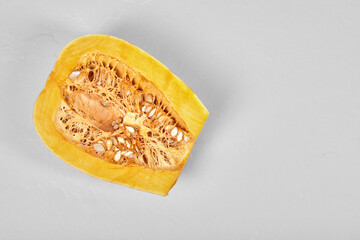 Half cut fresh pumpkin isolated on white background