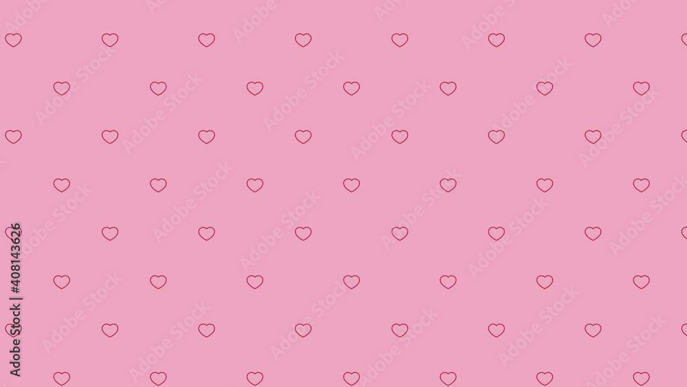 Aufkleber pink background with red thin line heart symbols pattern. seamless motion graphic loop animation hol