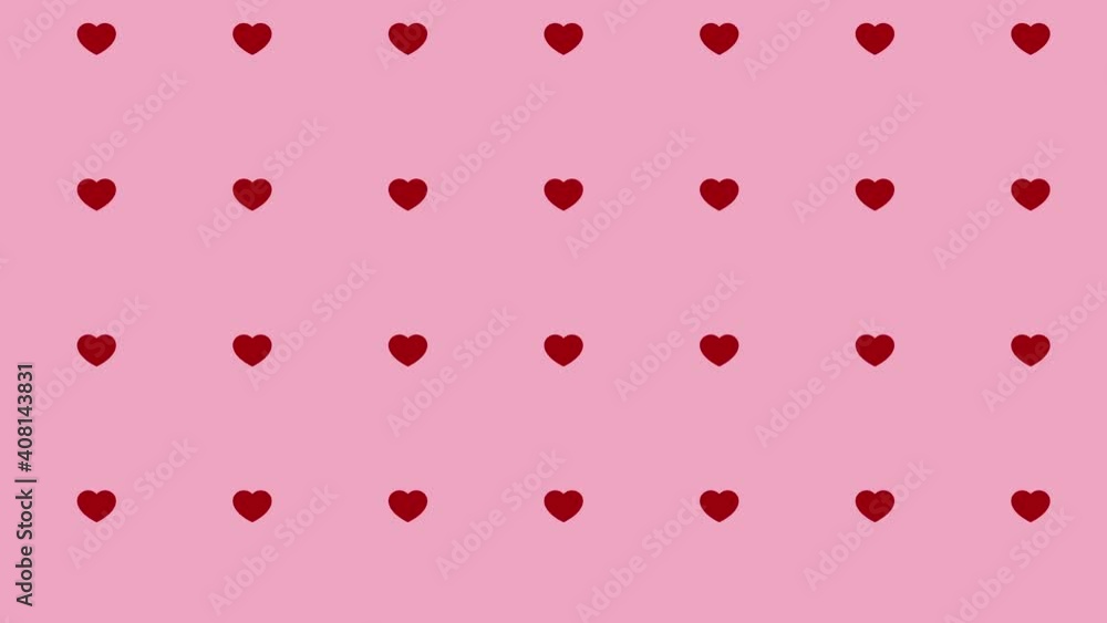 Aufkleber red heart shapes pattern on a pink background. simple motion graphic loop holiday animation