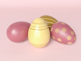 3D Illustration. Easter eggs on isolated background.
