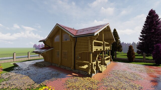 Дом из бревна ,  wooden house,  log house, wooden bathhouse, wooden home, the picture is a visualization of a project