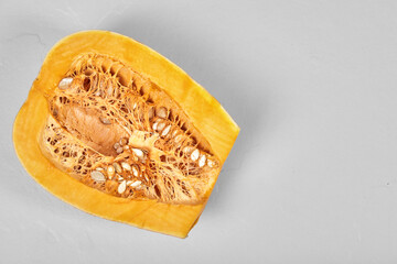 Half cut fresh pumpkin isolated on white background