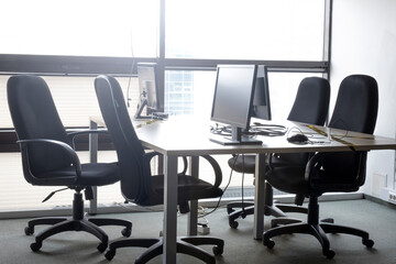 interior of an abandoned office without people during the coronavirus pandemic