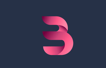 B blue pink alphabet letter logo for branding and business. Gradient design for creative use in icon lettering