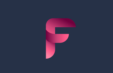 F blue pink alphabet letter logo for branding and business. Gradient design for creative use in icon lettering