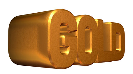 3D Rendering of the Word Gold Isolated on White Background.