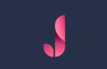 J blue pink alphabet letter logo for branding and business. Gradient design for creative use in icon lettering