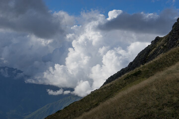 mountain landscape on the background of the cloudy sky