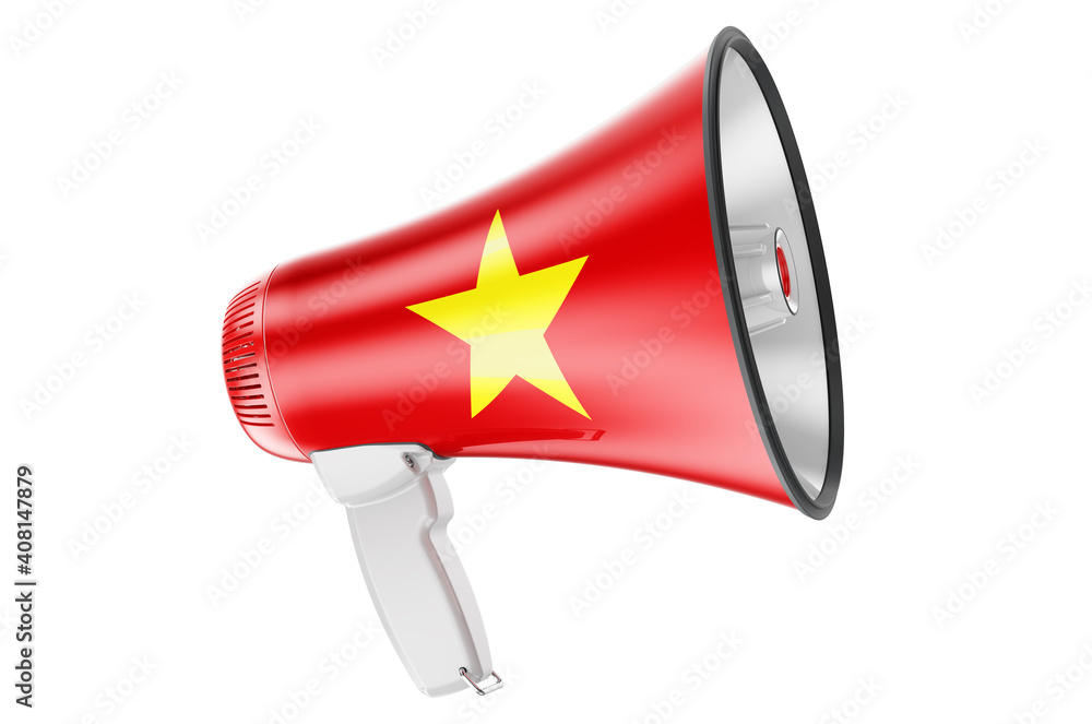 Poster megaphone with vietnamese flag, 3d rendering