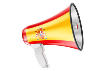 Megaphone with Spanish flag, 3D rendering