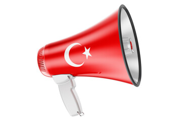 Megaphone with Turkish flag, 3D rendering
