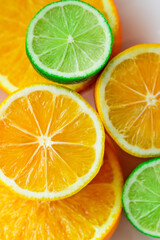 fruit orange, lemon, lime on a white background, pattern