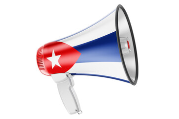 Megaphone with Cuban flag, 3D rendering