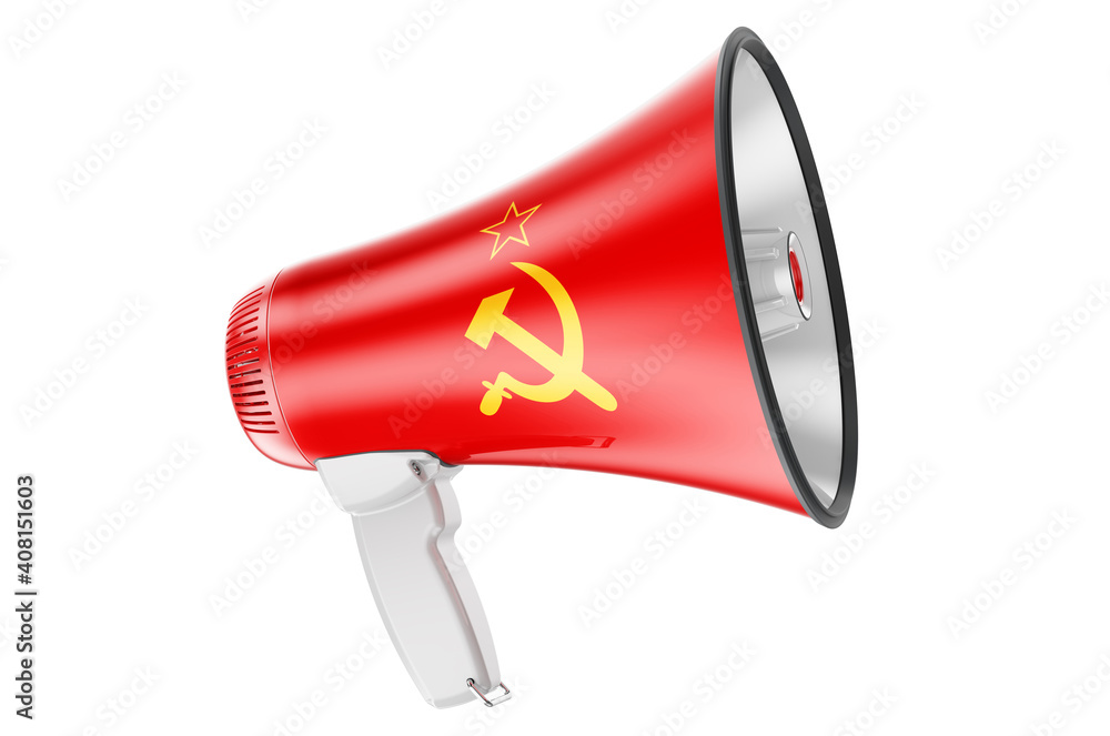Poster megaphone with soviet union flag, 3d rendering