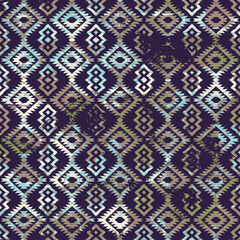 Geometric kilim ikat pattern with grunge texture
