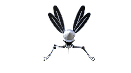 Technical mosquito robots, artificial intelligence created in different perspectives with 15 degrees each. High resolution image isolated on white background for your colagen clip art etc.