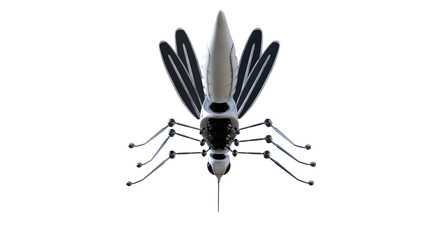 Technical mosquito robots, artificial intelligence created in different perspectives with 15 degrees each. High resolution image isolated on white background for your colagen clip art etc.