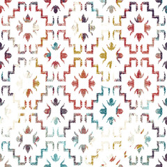 Geometric kilim ikat pattern with grunge texture
