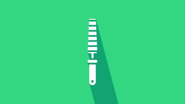 White Chisel tool for wood icon isolated on green background. 4K Video motion graphic animation