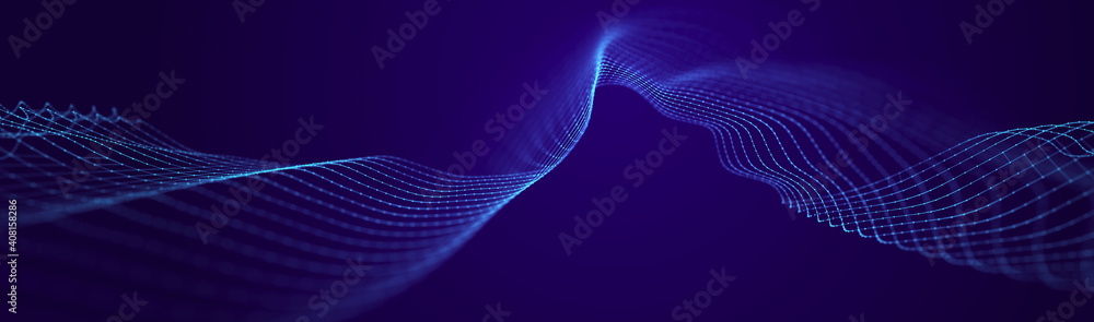 Poster Network connection lines. Big data visualization. Template for background, presentation, design. 3D illustration