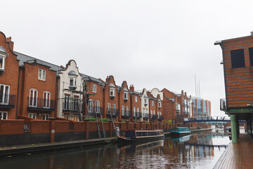 Naklejka premium In Birmingham is easy to travel thanks to fantastic network of public transport. Birmingham is major transport hub, due to location in central England. Most of public transport use in West is by bus